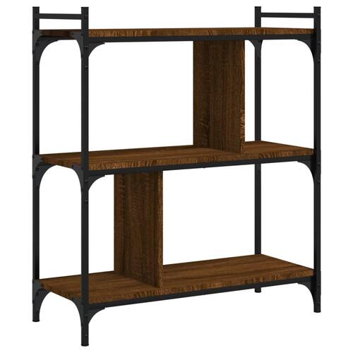 Bogreol 76x32x88 cm 3 hylder konstrueret træ brunt eg