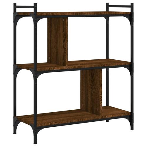 Bogreol 76x32x88 cm 3 hylder konstrueret træ brunt eg