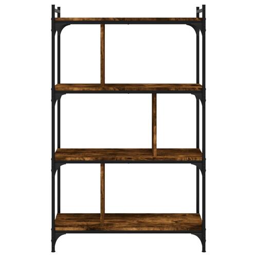 Bogreol 76x32x123 cm 4 hylder konstrueret træ røget eg