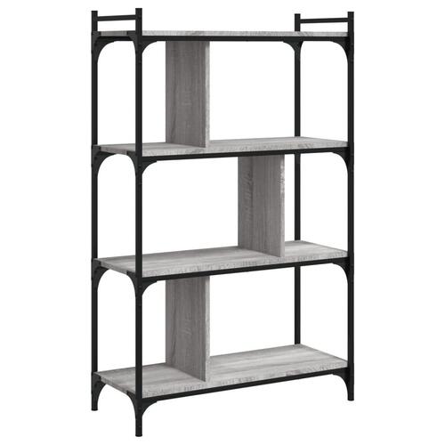 Bogreol 76x32x123 cm 4 hylder konstrueret træ grå sonoma-eg
