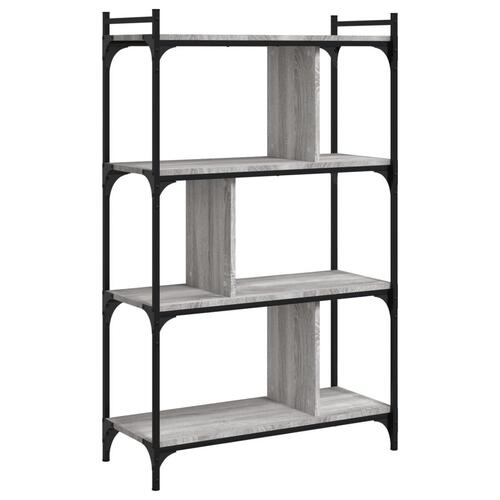 Bogreol 76x32x123 cm 4 hylder konstrueret træ grå sonoma-eg