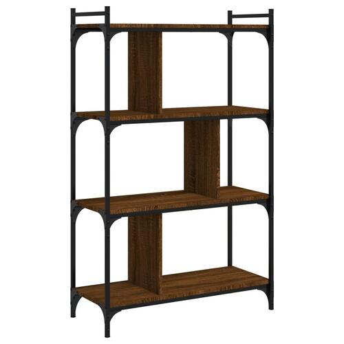 Bogreol 76x32x123 cm 4 hylder konstrueret træ brunt eg
