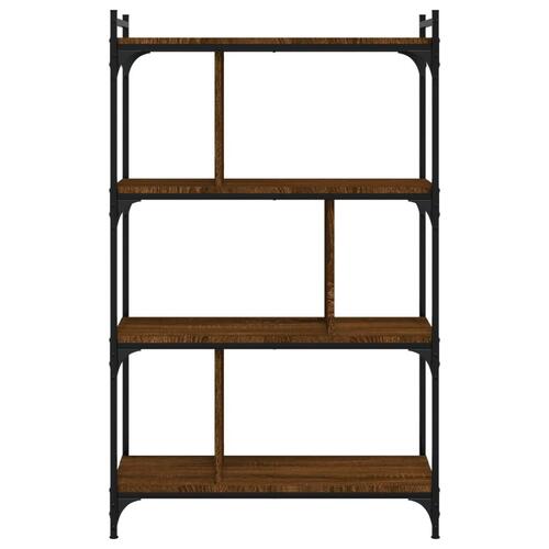 Bogreol 76x32x123 cm 4 hylder konstrueret træ brunt eg