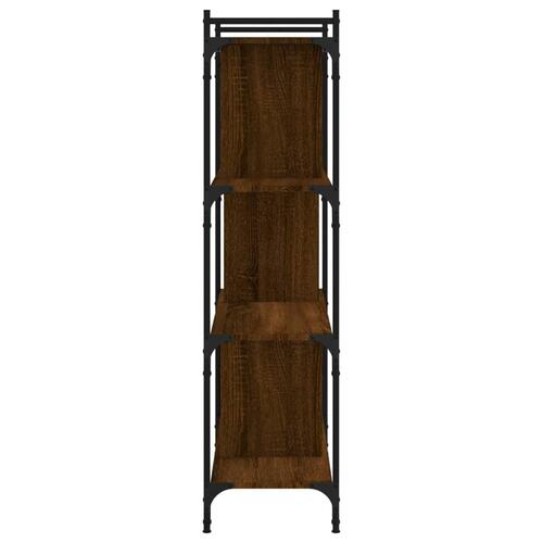 Bogreol 76x32x123 cm 4 hylder konstrueret træ brunt eg