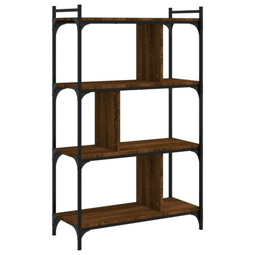 Bogreol 76x32x123 cm 4 hylder konstrueret træ brunt eg