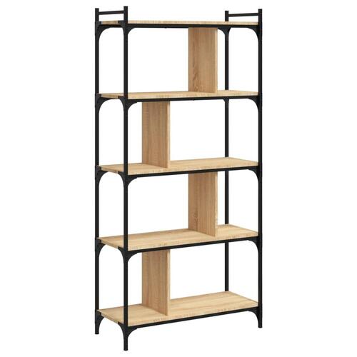 Bogreol 76x32x158 cm 5 hylder konstrueret træ sonoma-eg