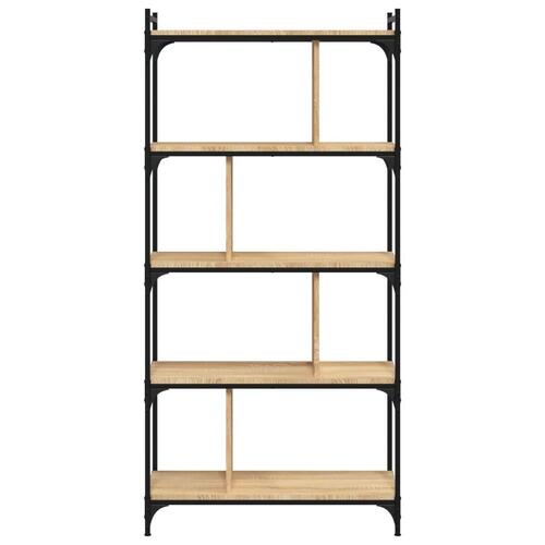 Bogreol 76x32x158 cm 5 hylder konstrueret træ sonoma-eg