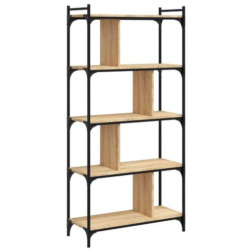 Bogreol 76x32x158 cm 5 hylder konstrueret træ sonoma-eg