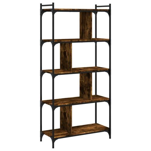 Bogreol 76x32x158 cm 5 hylder konstrueret træ røget eg