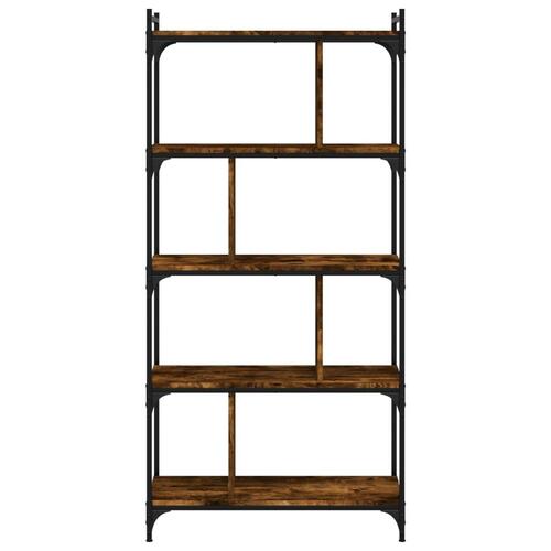 Bogreol 76x32x158 cm 5 hylder konstrueret træ røget eg