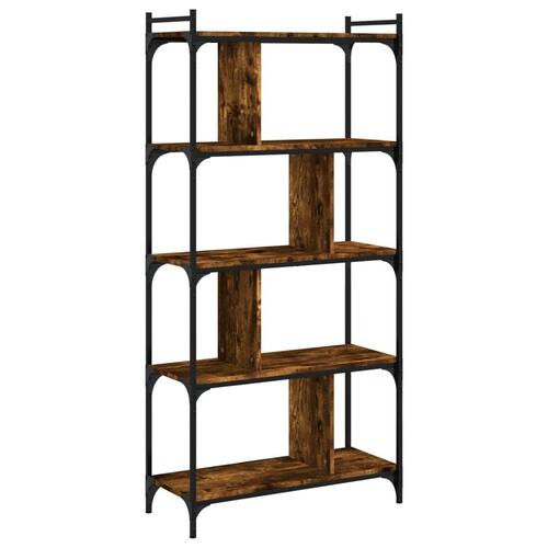 Bogreol 76x32x158 cm 5 hylder konstrueret træ røget eg