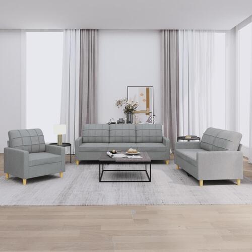 3 personers sofa med hynder stof lysegrå