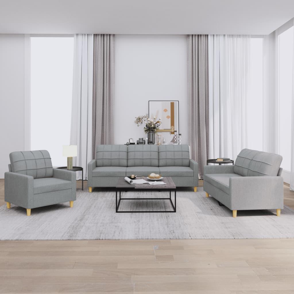 3 personers sofa med hynder stof lysegrå