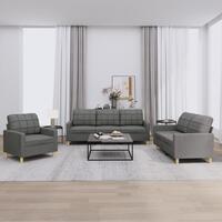 3 personers sofa med hynder stof mørkegrå