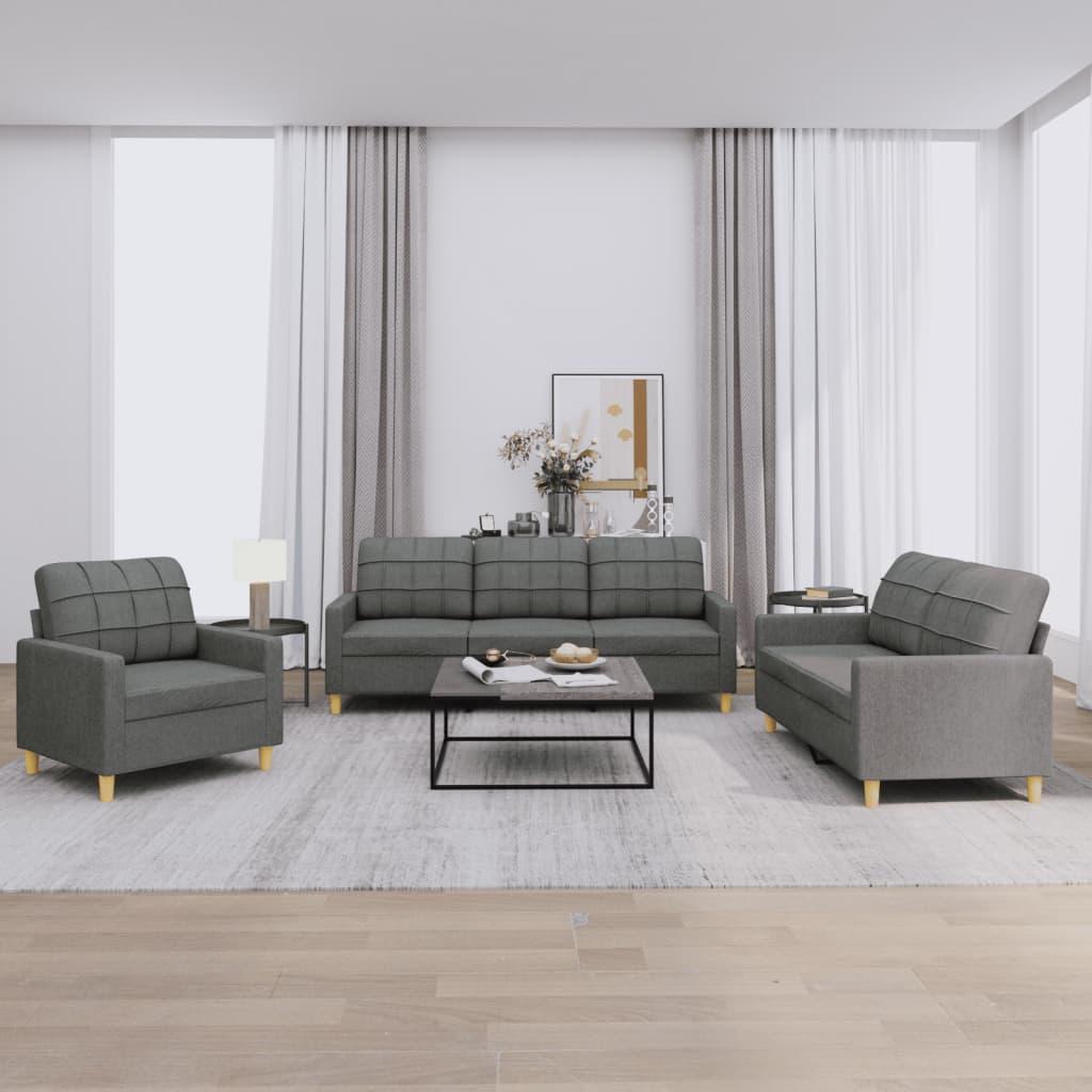 3 personers sofa med hynder stof mørkegrå