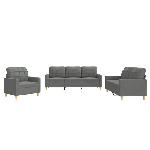 3 personers sofa med hynder stof mørkegrå