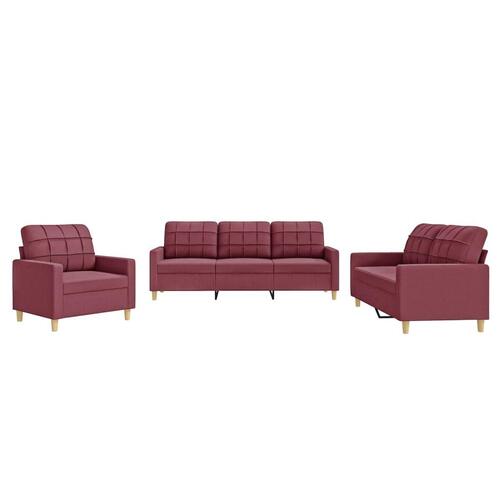 2 personers sofa med hynder stof vinrød
