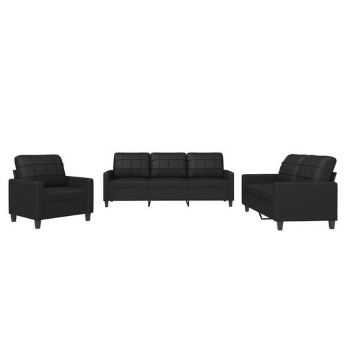 3 personers sofa med hynder kunstlæder sort