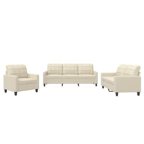 3 personers sofa med hynder kunstlæder Cremefarvet