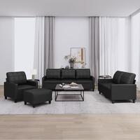 Sofasæt 4 dele med hynder kunstlæder sort