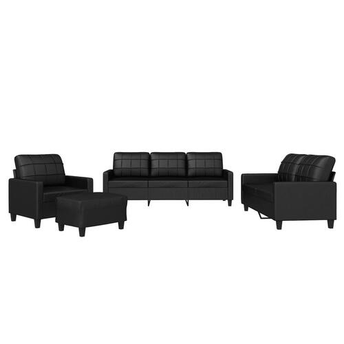 Sofasæt 4 dele med hynder kunstlæder sort