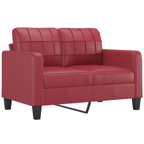 3 personers sofa med hynder kunstlæder vinrød