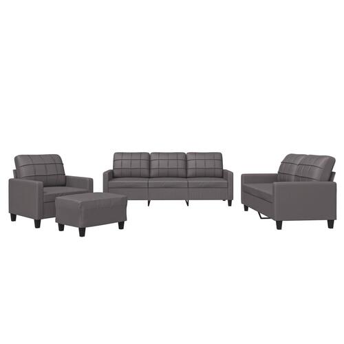 Sofasæt 4 dele med hynder kunstlæder grå