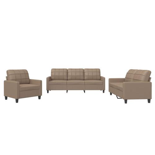 3 personers sofa med hynder kunstlæder cappuccinofarvet
