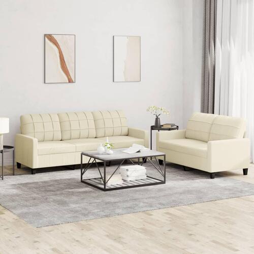 2 personers sofa med hynder kunstlæder Cremefarvet