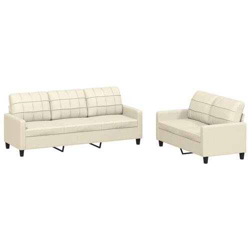 2 personers sofa med hynder kunstlæder Cremefarvet