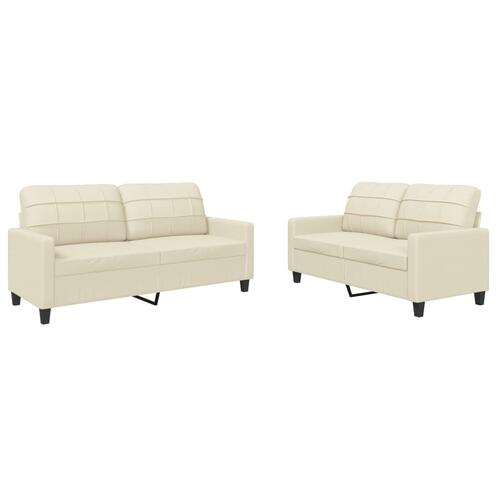 2 personers sofa med hynder kunstlæder Cremefarvet