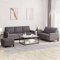 3 personers sofa med hynder kunstlæder grå
