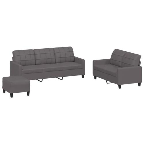 3 personers sofa med hynder kunstlæder grå