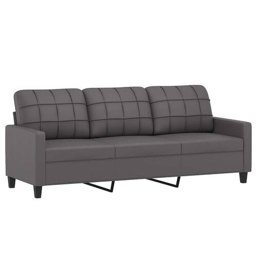 3 personers sofa med hynder kunstlæder grå