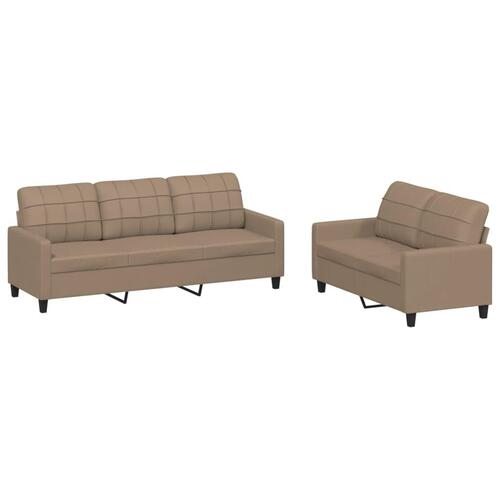 2 personers sofa med hynder kunstlæder cappuccinofarvet