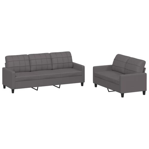 2 personers sofa med hynder kunstlæder grå