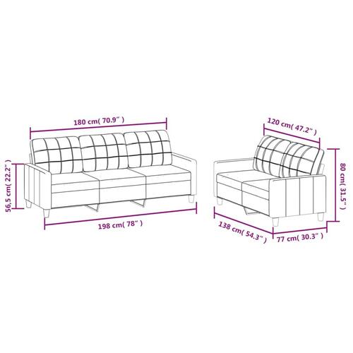 2 personers sofa med hynder kunstlæder sort