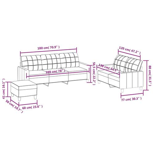 3 personers sofa med hynder kunstlæder sort