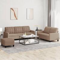 3 personers sofa med hynder kunstlæder cappuccinofarvet