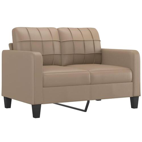 3 personers sofa med hynder kunstlæder cappuccinofarvet