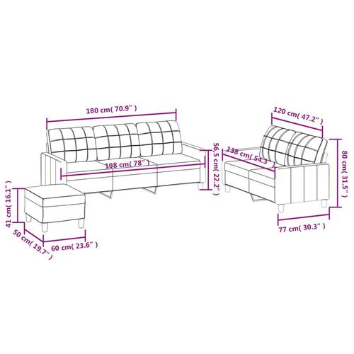 3 personers sofa med hynder kunstlæder cappuccinofarvet