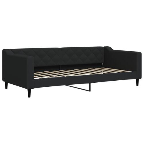Daybed med udtræk og madras 90x200 cm stof sort