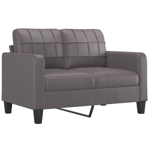 2 personers sofa med hynder kunstlæder grå