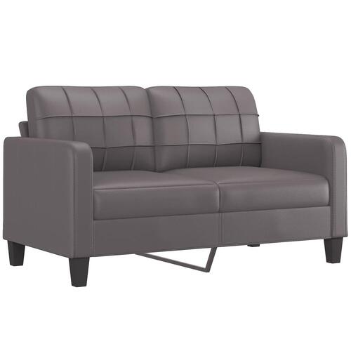 2 personers sofa med hynder kunstlæder grå