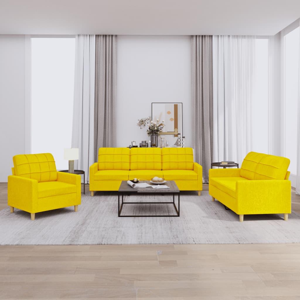 3 personers sofa med hynder stof lysegul