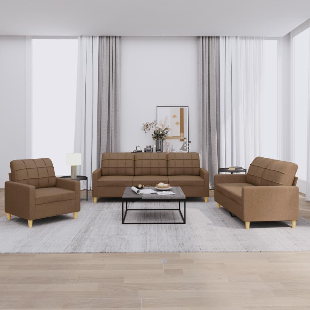 3 personers sofa med hynder stof brun