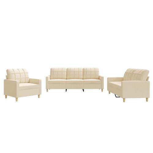 3 personers sofa med hynder stof cremefarvet