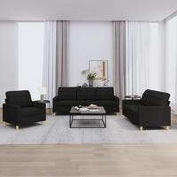3 personers sofa med hynder stof sort