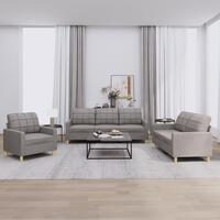 3 personers sofa med hynder stof gråbrun
