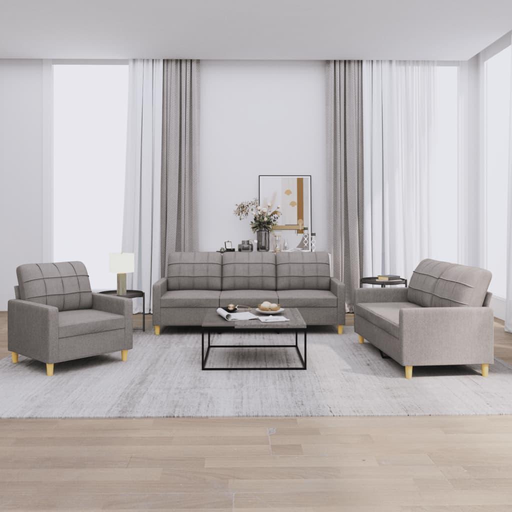 3 personers sofa med hynder stof gråbrun